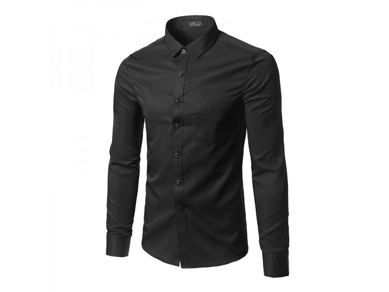 Camisa Social Masculina Slim Manga Longa Preto Zarrue Com