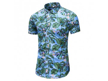 Camisa Floral Masculina - Azul 