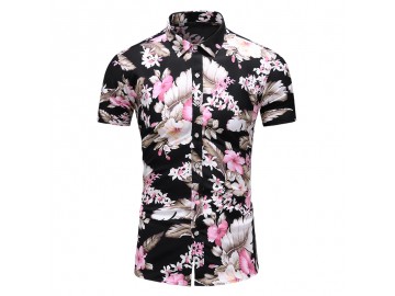 Camisa Floral Masculina - Floral Rosa 