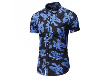 Camisa Floral Masculina - Preto/Azul