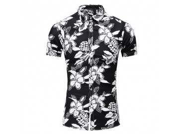 Camisa Floral Masculina - Preto 