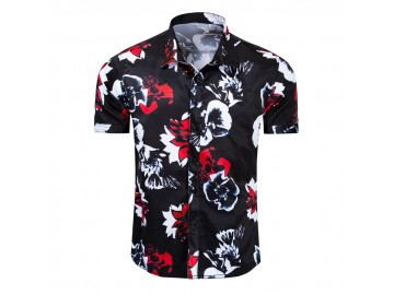 Camisa Floral Masculina - Preto 