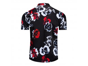 Camisa Floral Masculina - Preto