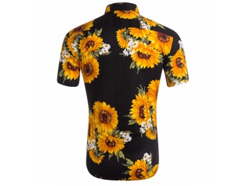 Camisa Floral Masculina - Preto