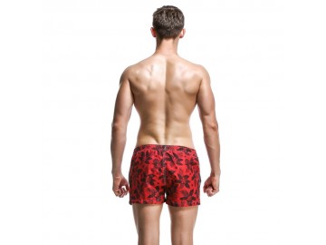 Short Masculino Estampado Tropical - Vermelho Escuro