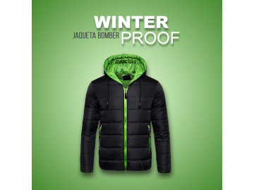 Jaqueta Bomber Winter Proof - Preta e Verde
