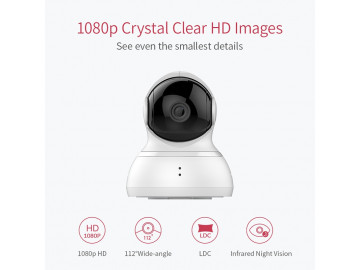 Câmera de Segurança Inteligente WIFI HD Yi 1080P Detecta Movimento Visão Noturna/Panorâmica - Branco 