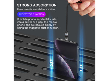 Cabo 3 em 1 Magnético Uslion para Samsung e Iphone Carregamento Ultra Rápido - Vermelho