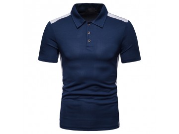 Camisa Polo Join Venture Estampada - Azul com Detalhe Branco 