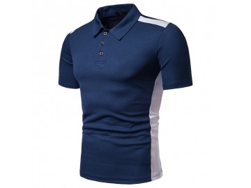 Camisa Polo Join Venture Estampada - Azul com Detalhe Branco