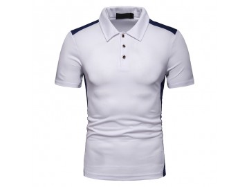 Camisa Polo Join Venture Estampada - Branco com Detalhe Azul 