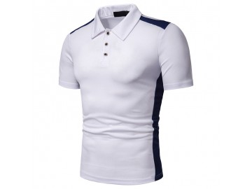 Camisa Polo Join Venture Estampada - Branco com Detalhe Azul