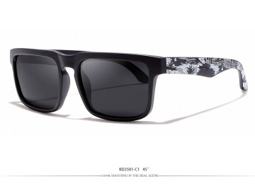 Óculos de Sol KDEAM - Preto Branco e Cinza Lentes Preta 