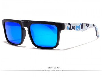 Óculos de Sol KDEAM - Branco Camuflado Lentes Azul 