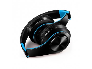 Fone de Ouvido Bluetooth Dobrável - Preto e Azul