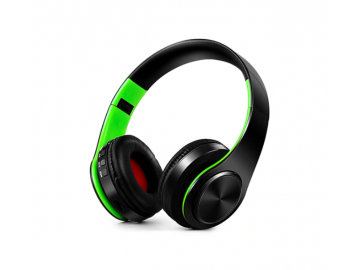 Fone de Ouvido Bluetooth Dobrável - Preto e Verde 