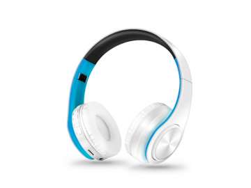 Fone de Ouvido Bluetooth Dobrável - Branco e Azul 