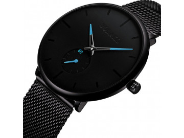 Relógio Yolako Masculino Pulseira em Malha de Aço Inoxidável - Preto/Azul