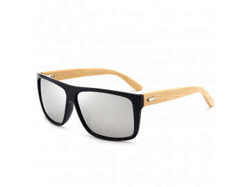 kit 2 Óculos Polarizado com Hastes em Bambu - Preto e Prata