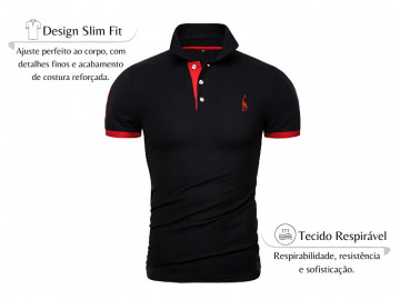 Kit 2 Camisas Polos Masculina Animals - Preto e Azul