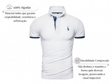 Kit 2 Camisas Polos Masculina Animals - Branco e Preto