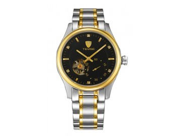 Relógio Tevise 5349 Masculino Automático Pulseira de Aço - Preto e Dourado 