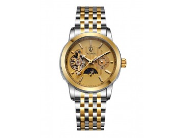 Relógio Tevise 8408 Masculino Automático Pulseira de Aço Inoxidável - Dourado 