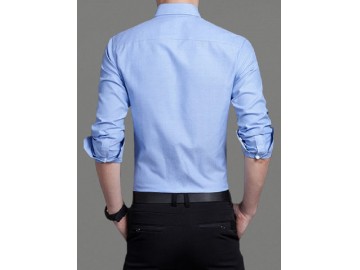Camisa Masculina Slim Manga Longa - Azul Claro