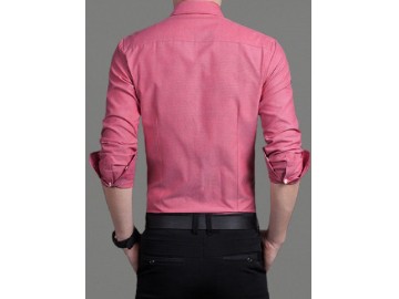 Camisa Masculina Slim Manga Longa - Rosa Escuro